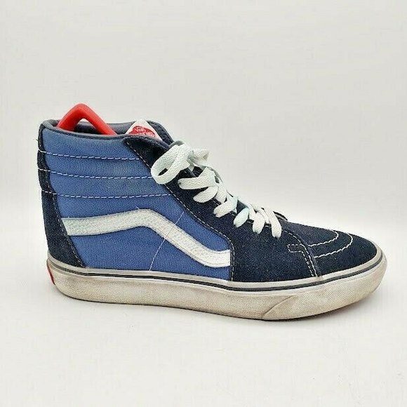 VANS Unisex Old Skool Sk8 Hi Suede Sneakers (Blue, Size Men's 7/ Womens 8.5) - Picture 1 of 8